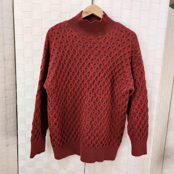 Knox Rose Red Oversized Sweater Turtleneck Women's Large - Picture 3 of 7